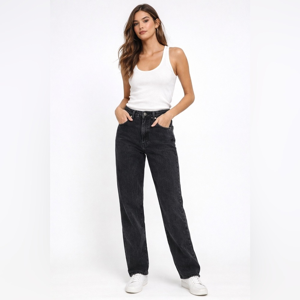 Rio Vintage Black Jeans Junior 9 High Rise Straight Leg Cotton 90s mom Denim